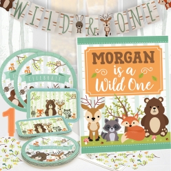 *Woodland 1st Birthday PERSONALIZED Party Pack for 16
